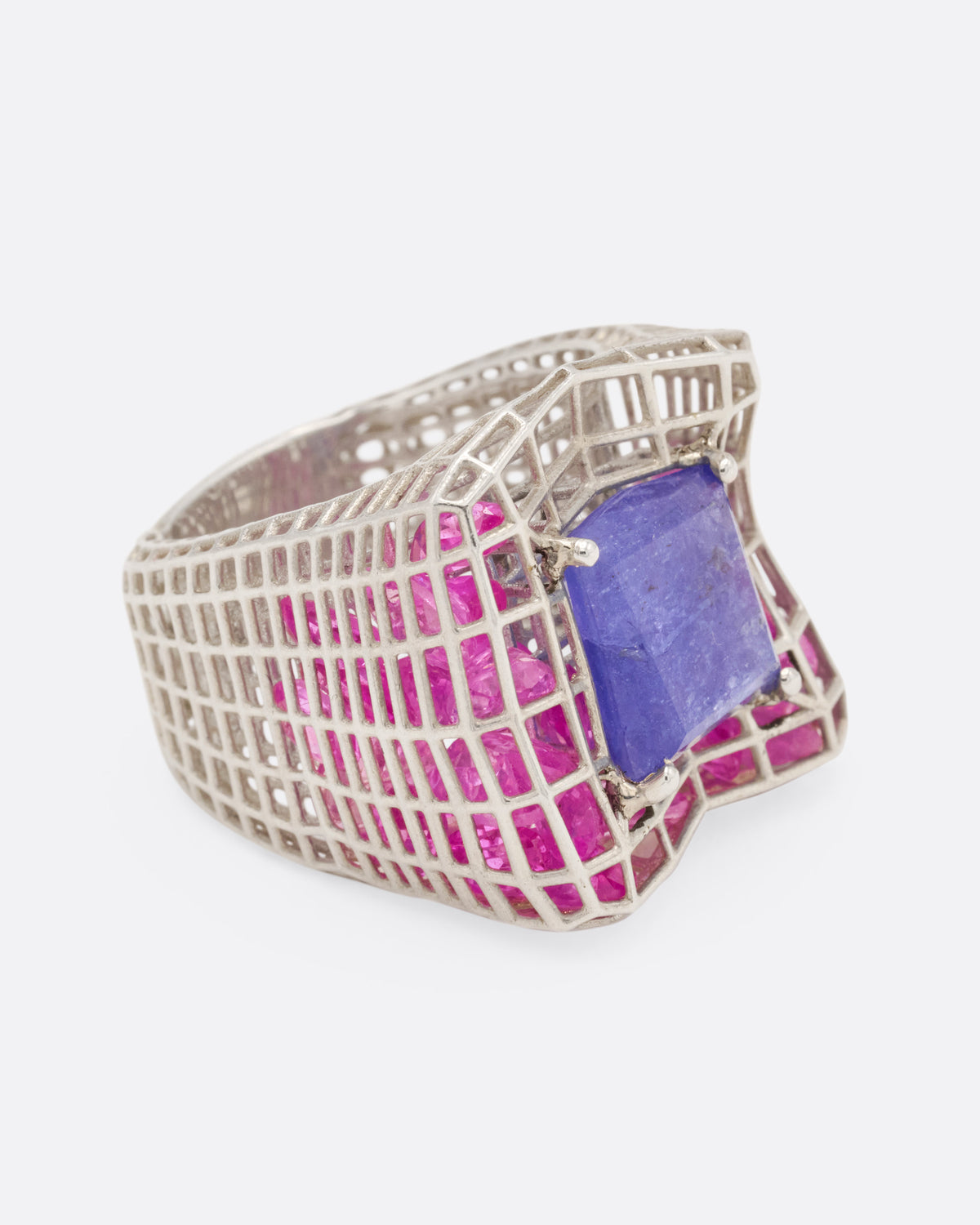 Blue Quartz Cagey Distorted Ring