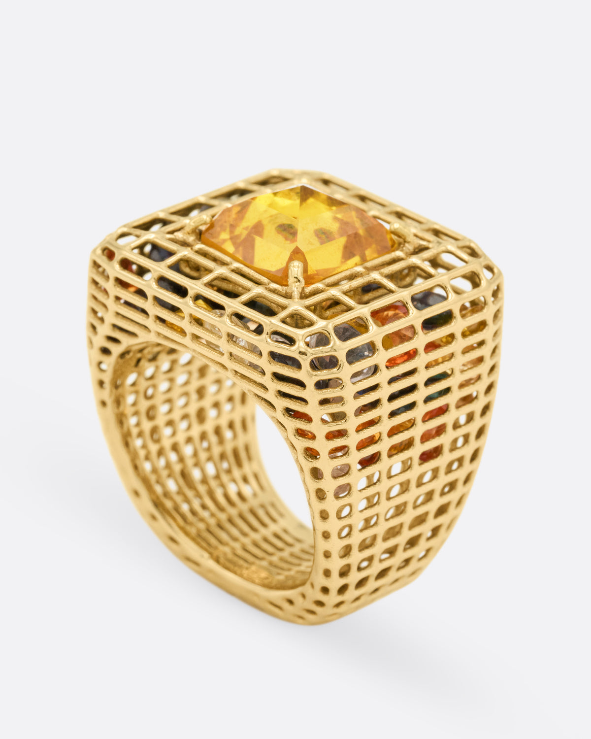 Yellow Sapphire Cagey Dome Ring