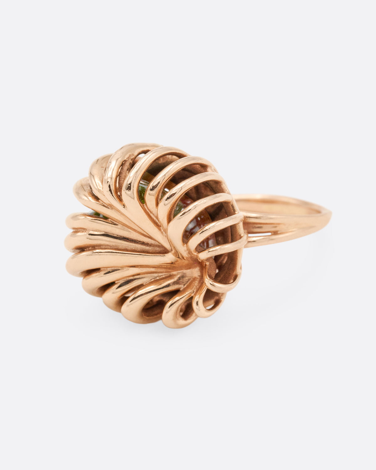 Emerald and Tourmaline Distorted Rattle Ring