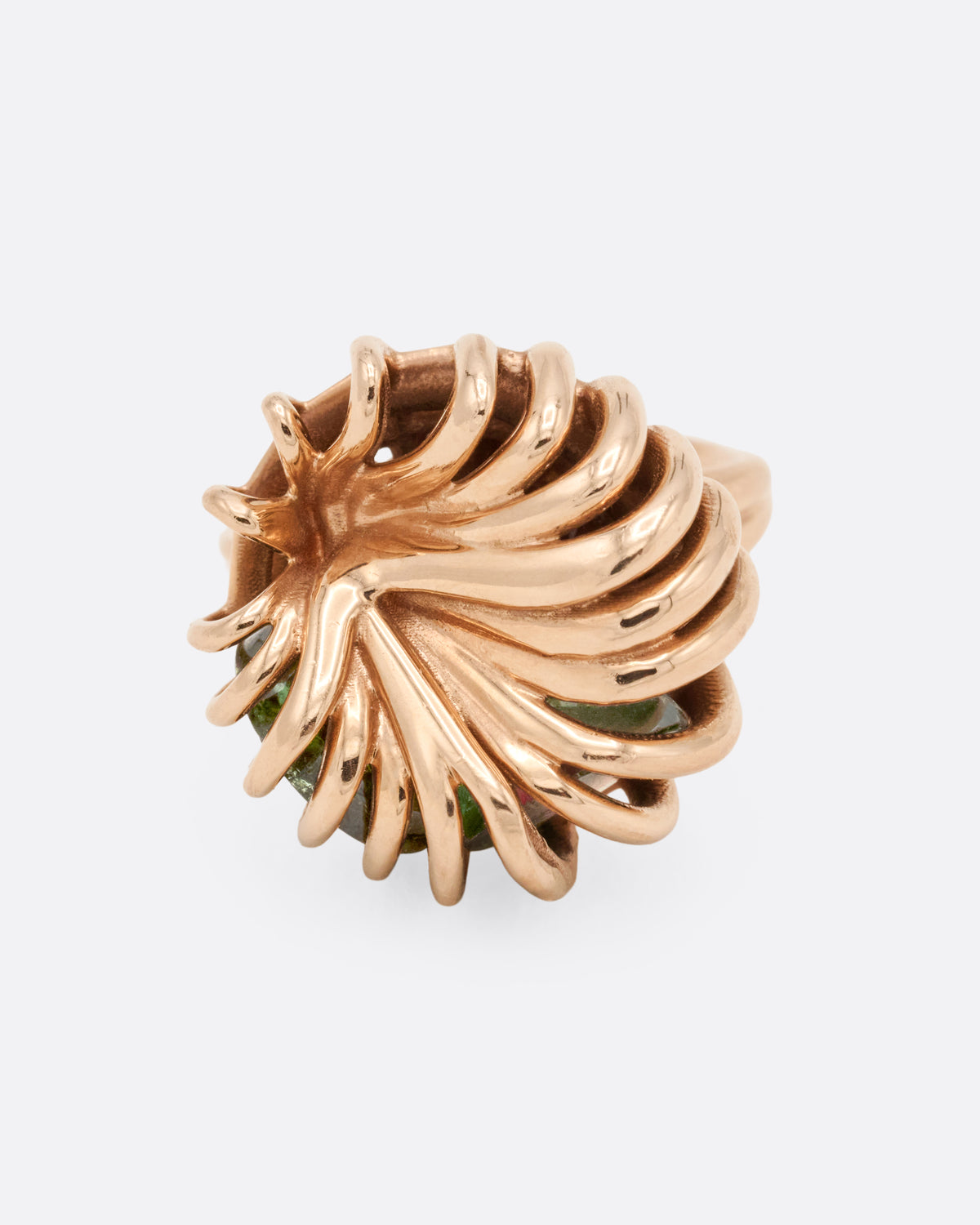 Emerald and Tourmaline Distorted Rattle Ring