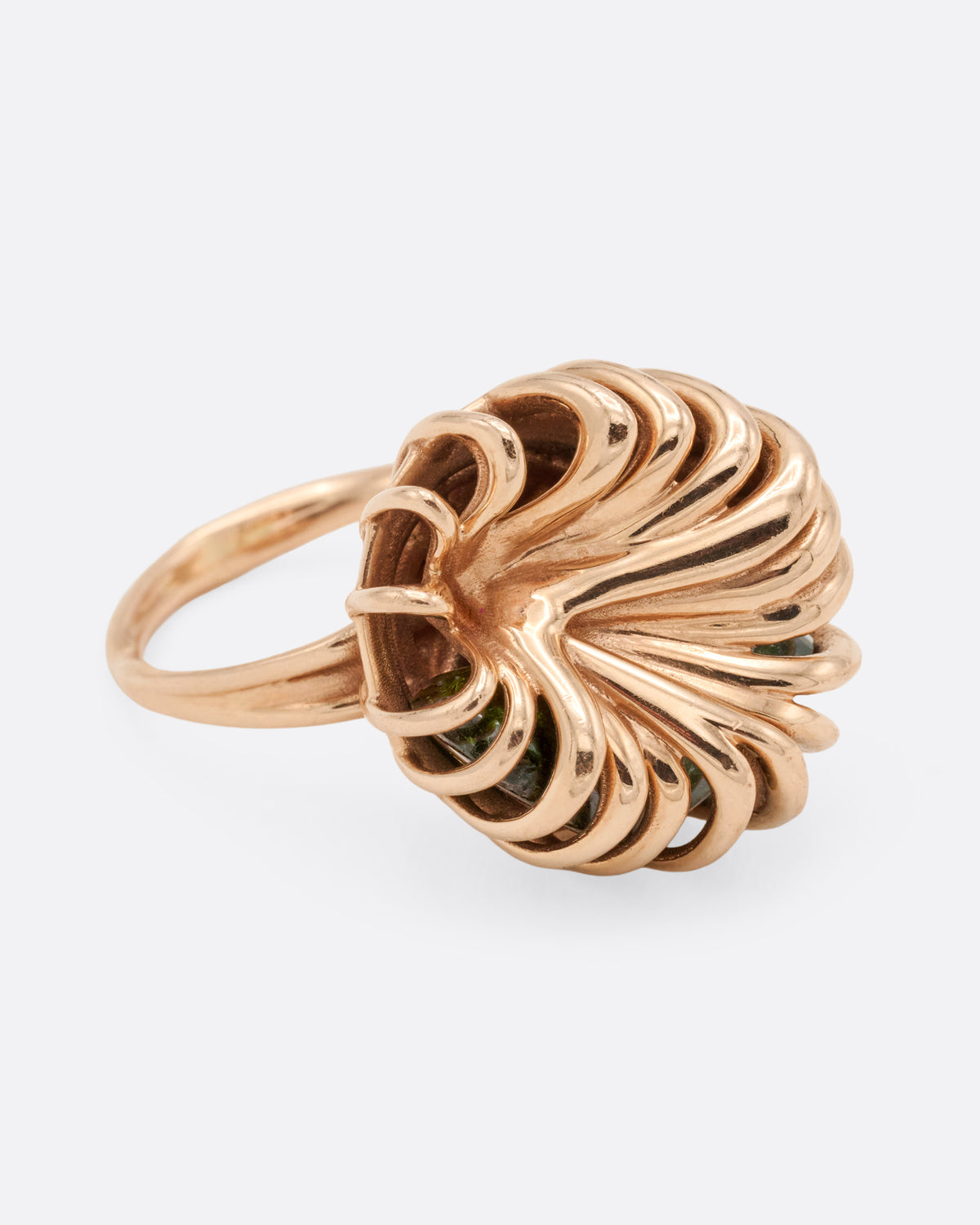 Emerald and Tourmaline Distorted Rattle Ring