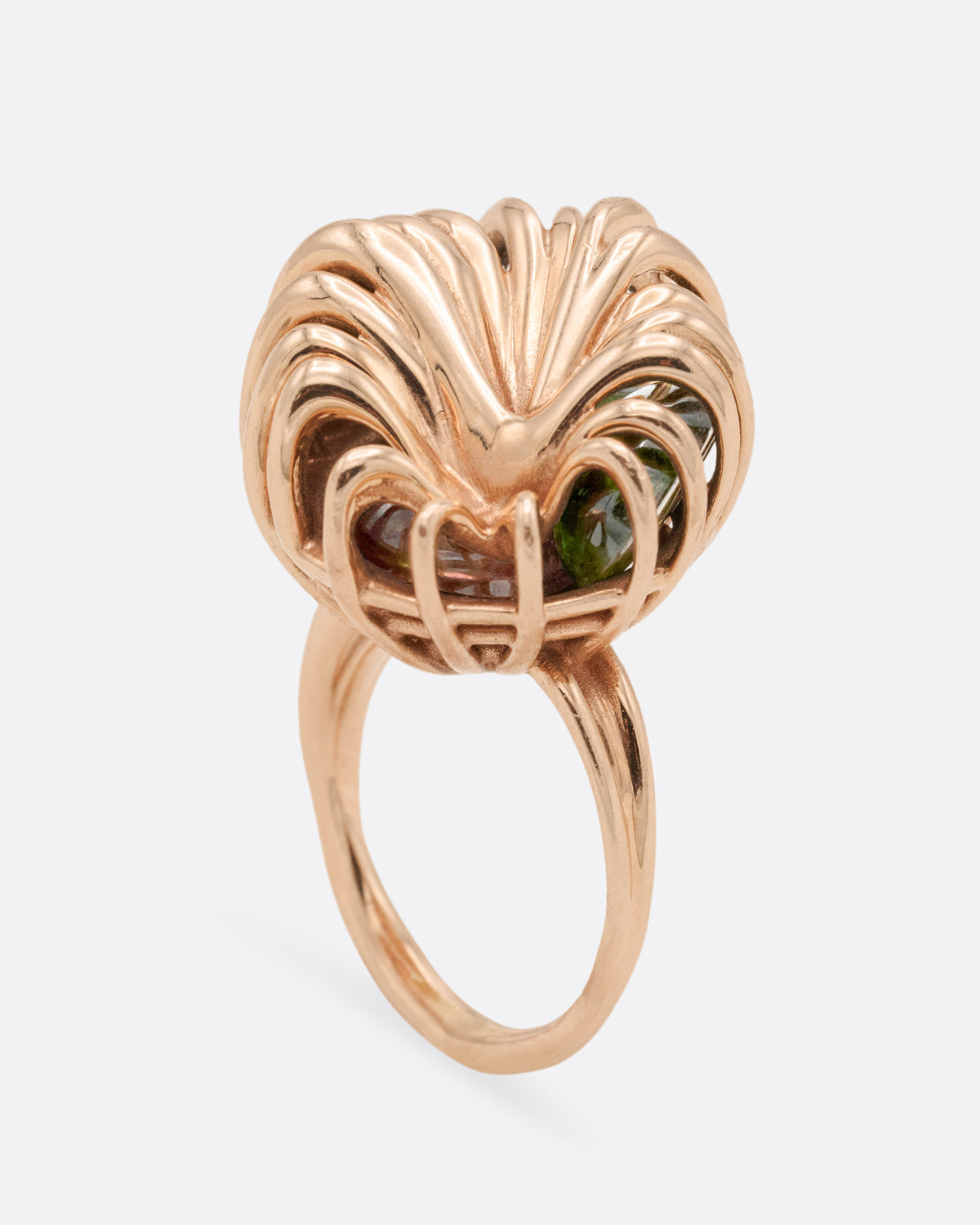 Emerald and Tourmaline Distorted Rattle Ring