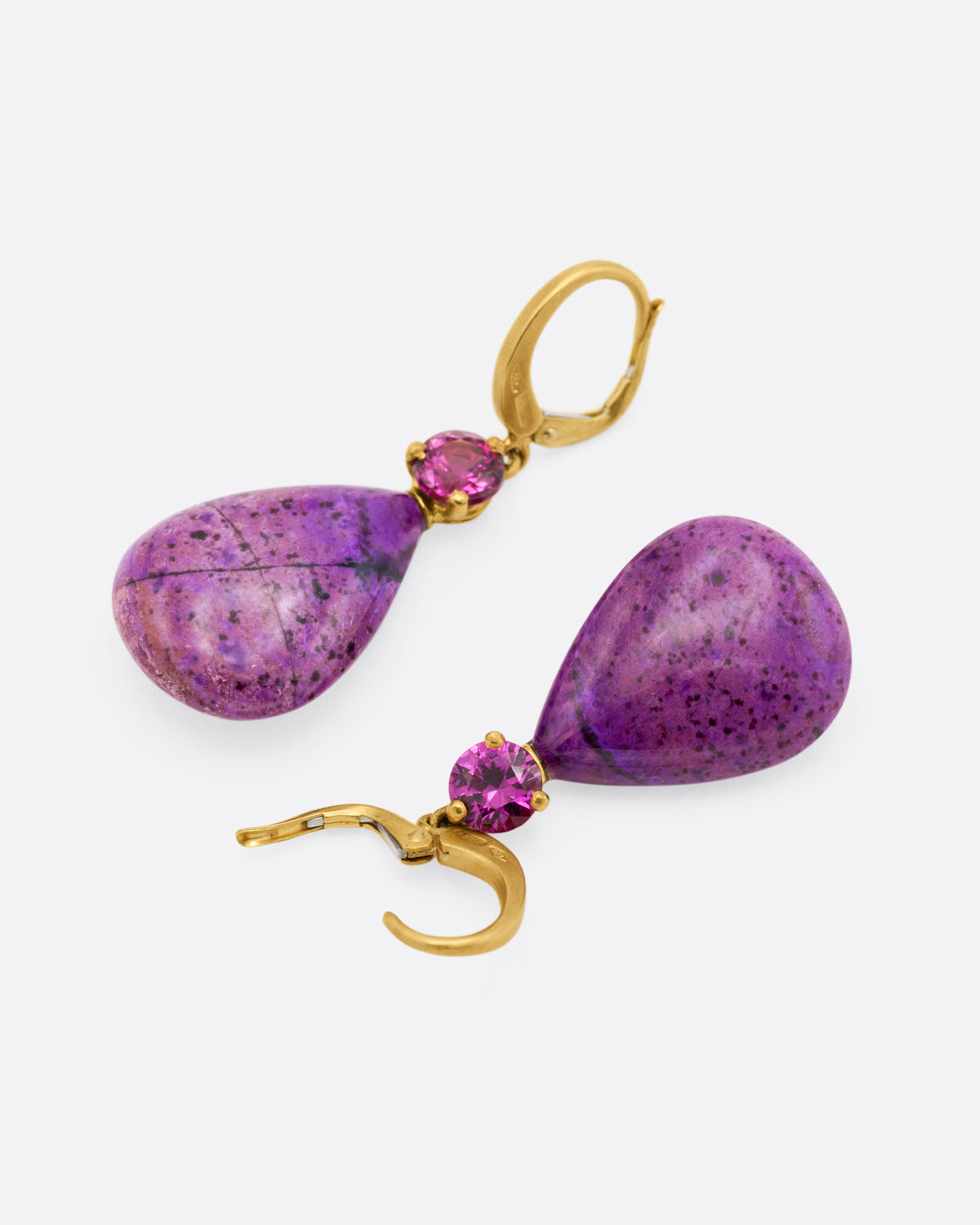 Sugilite and Garnet Drop Earrings