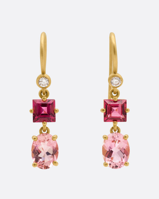 Pink Tourmaline Gemma Drop Earrings