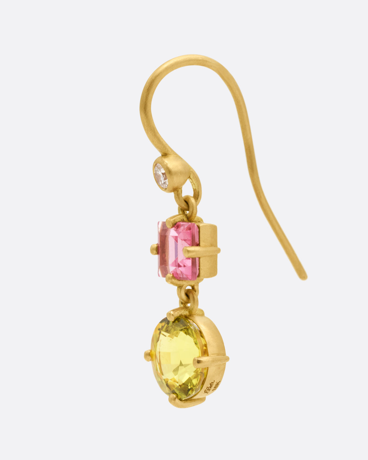 Yellow and Pink Tourmaline Gemma Drop Earrings