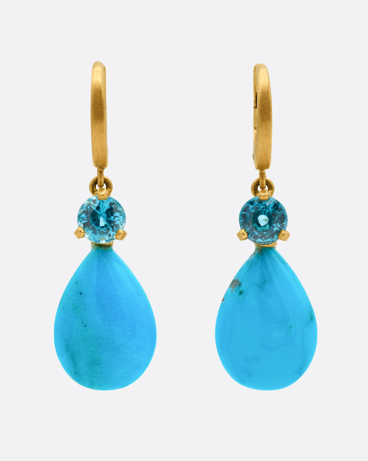 Turquoise and Zircon Drop Earrings