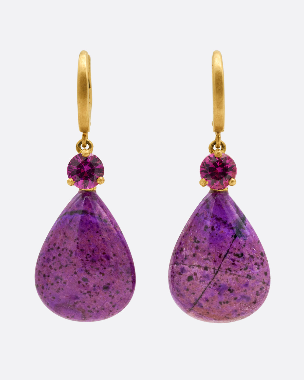 Sugilite and Garnet Drop Earrings