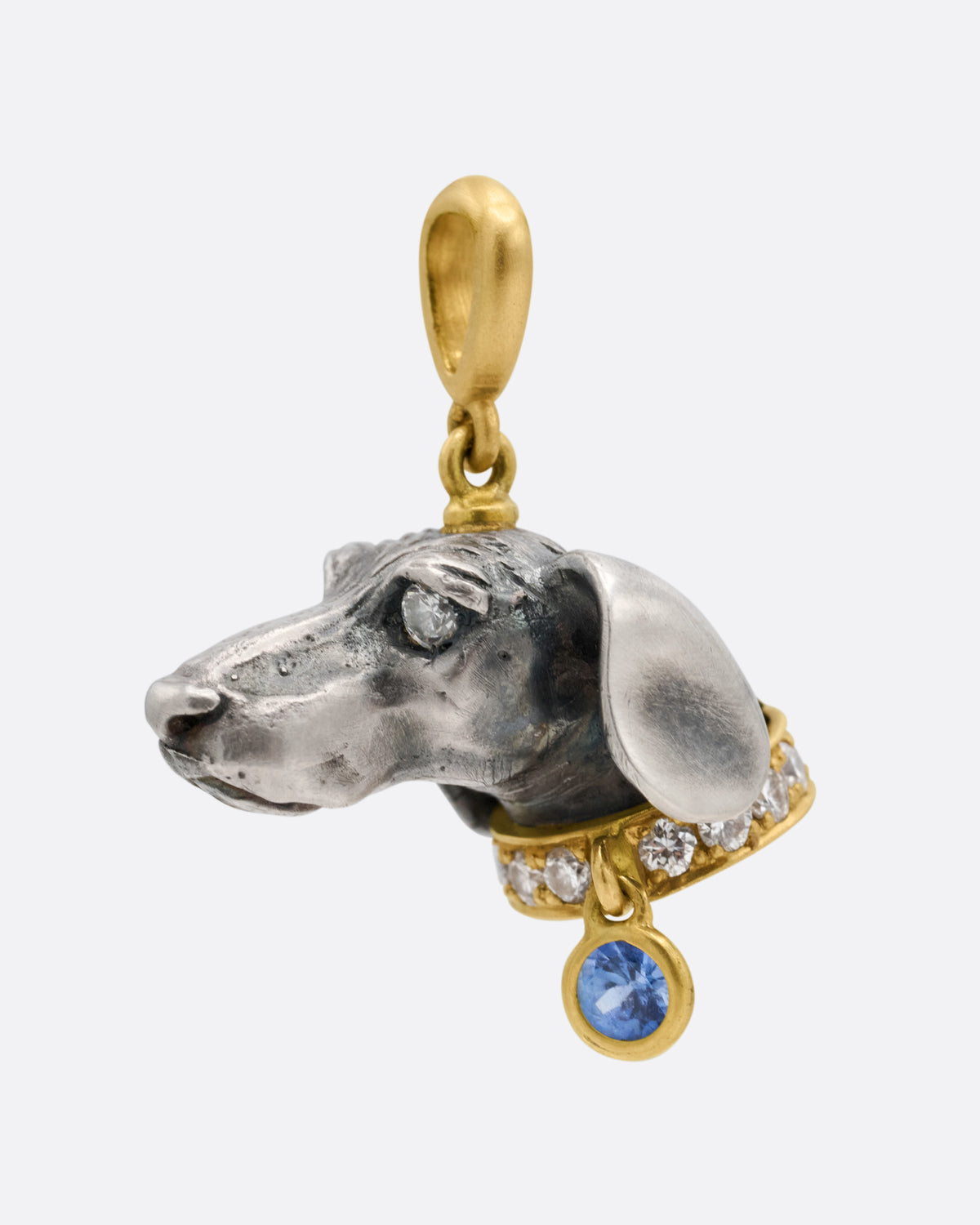 Sapphire and Diamond Dachshund Pendant