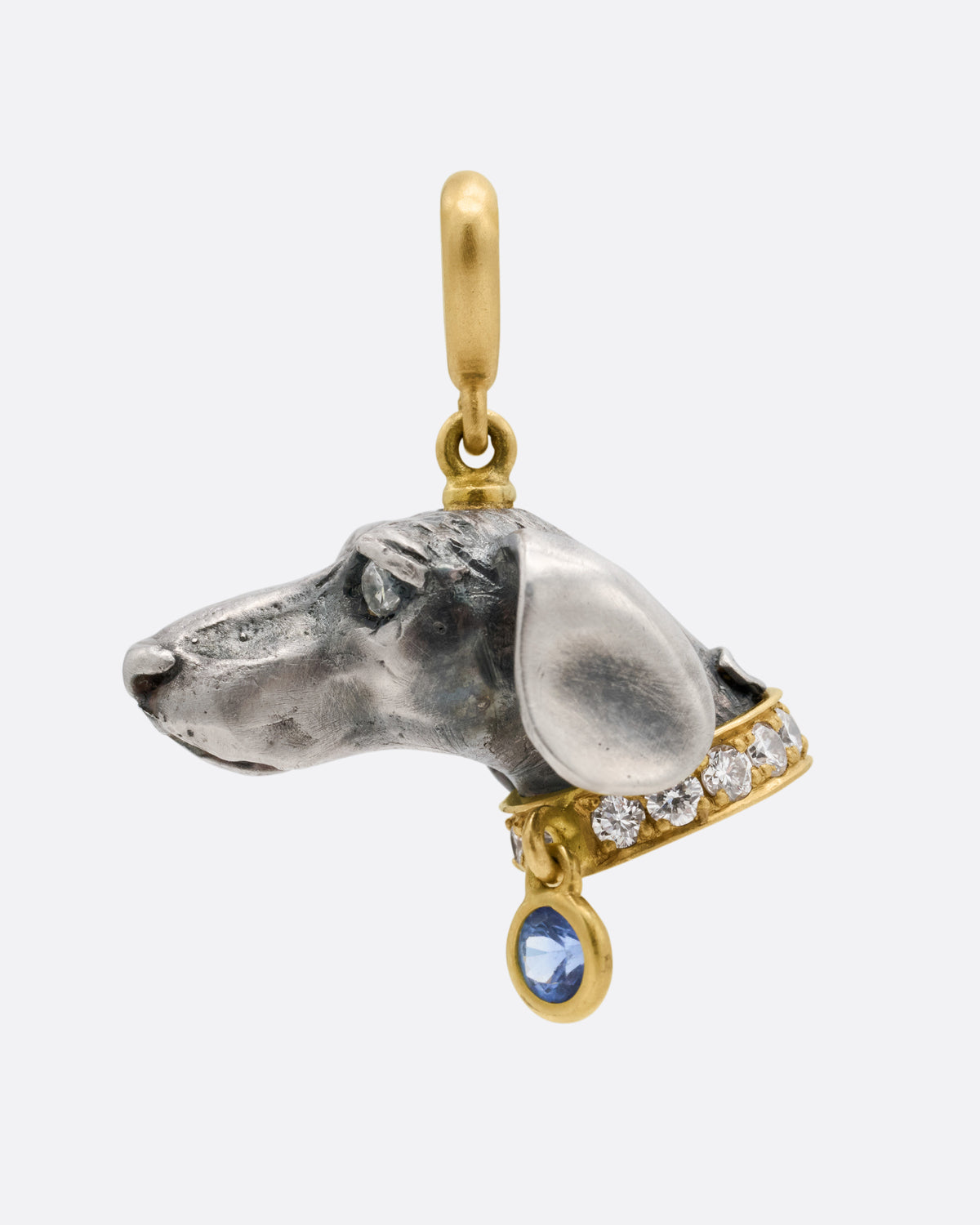 Sapphire and Diamond Dachshund Pendant