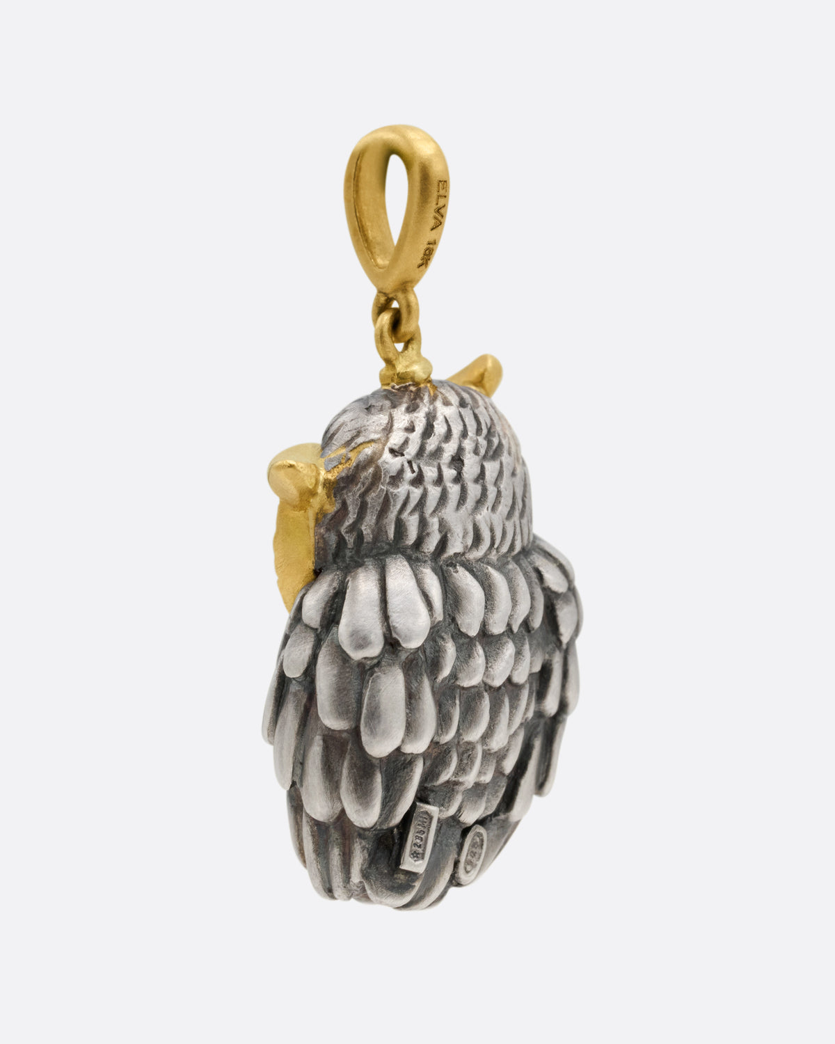 Red Spinel and Diamond Owl Charm