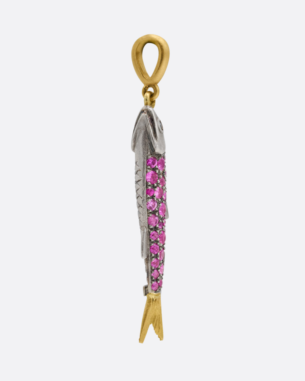 Pink Sapphire and Diamond Sardine Pendant