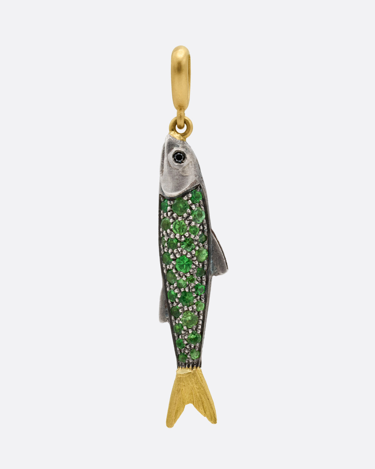 Tsavorite Garnet and Diamond Sardine Pendant