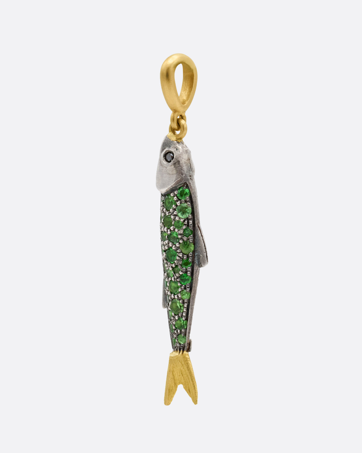 Tsavorite Garnet and Diamond Sardine Pendant
