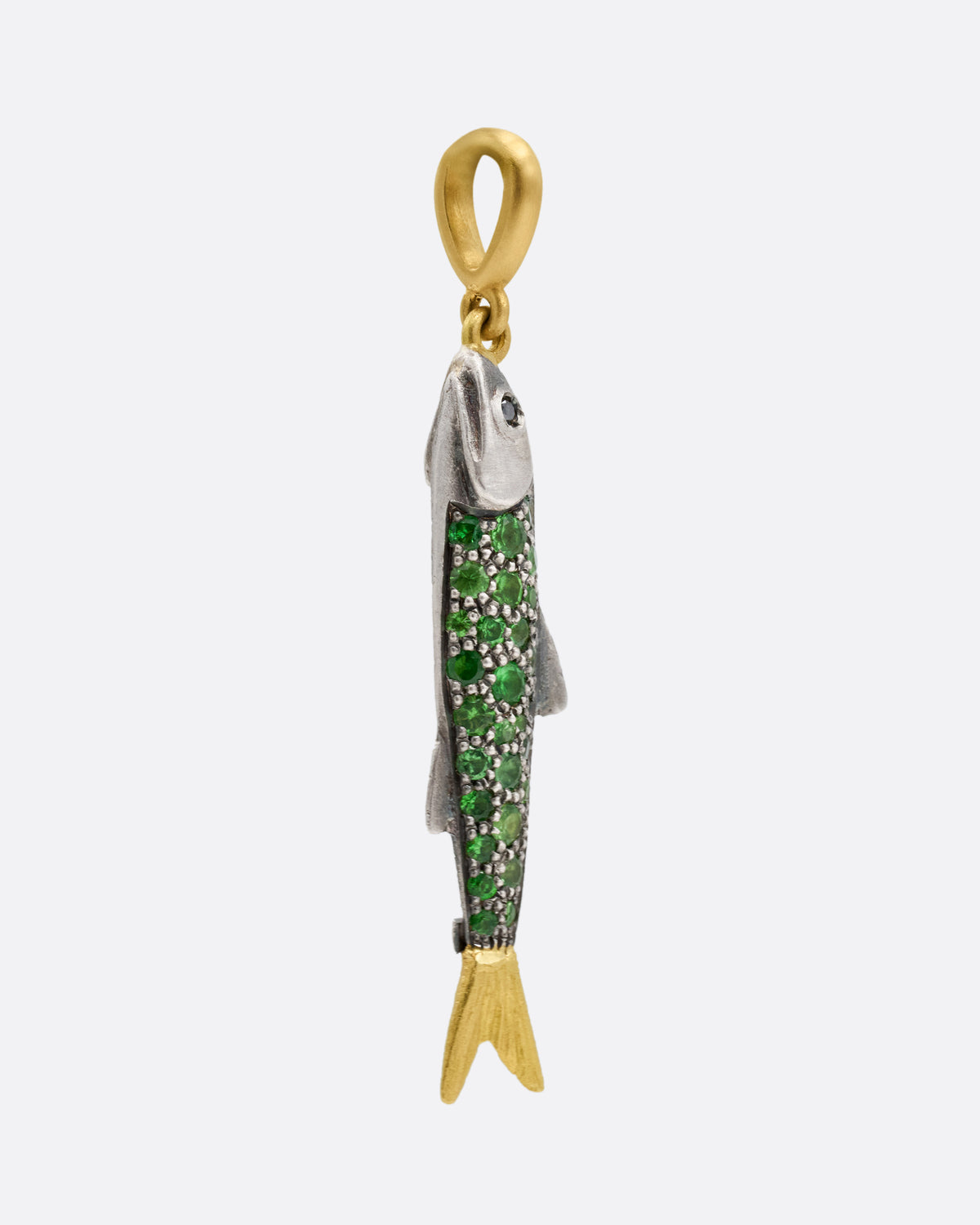 Tsavorite Garnet and Diamond Sardine Pendant