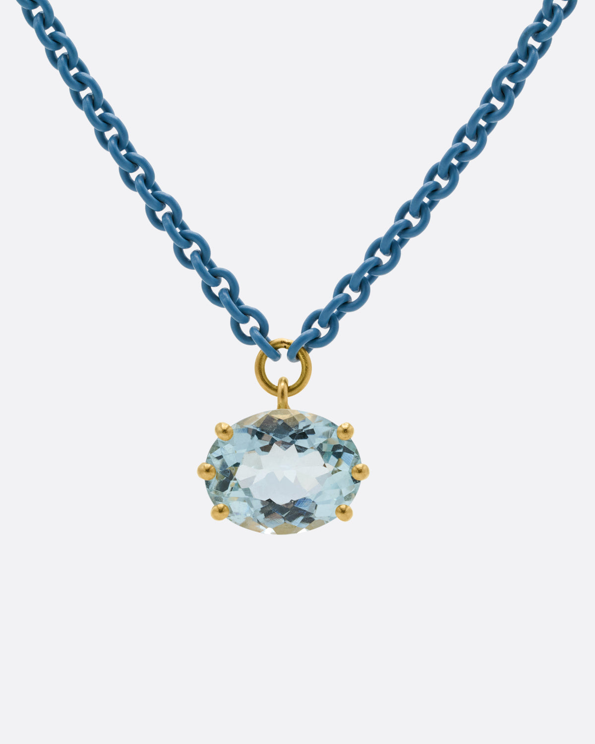 Cromia Aquamarine and Acrylic Coated Chain Necklace