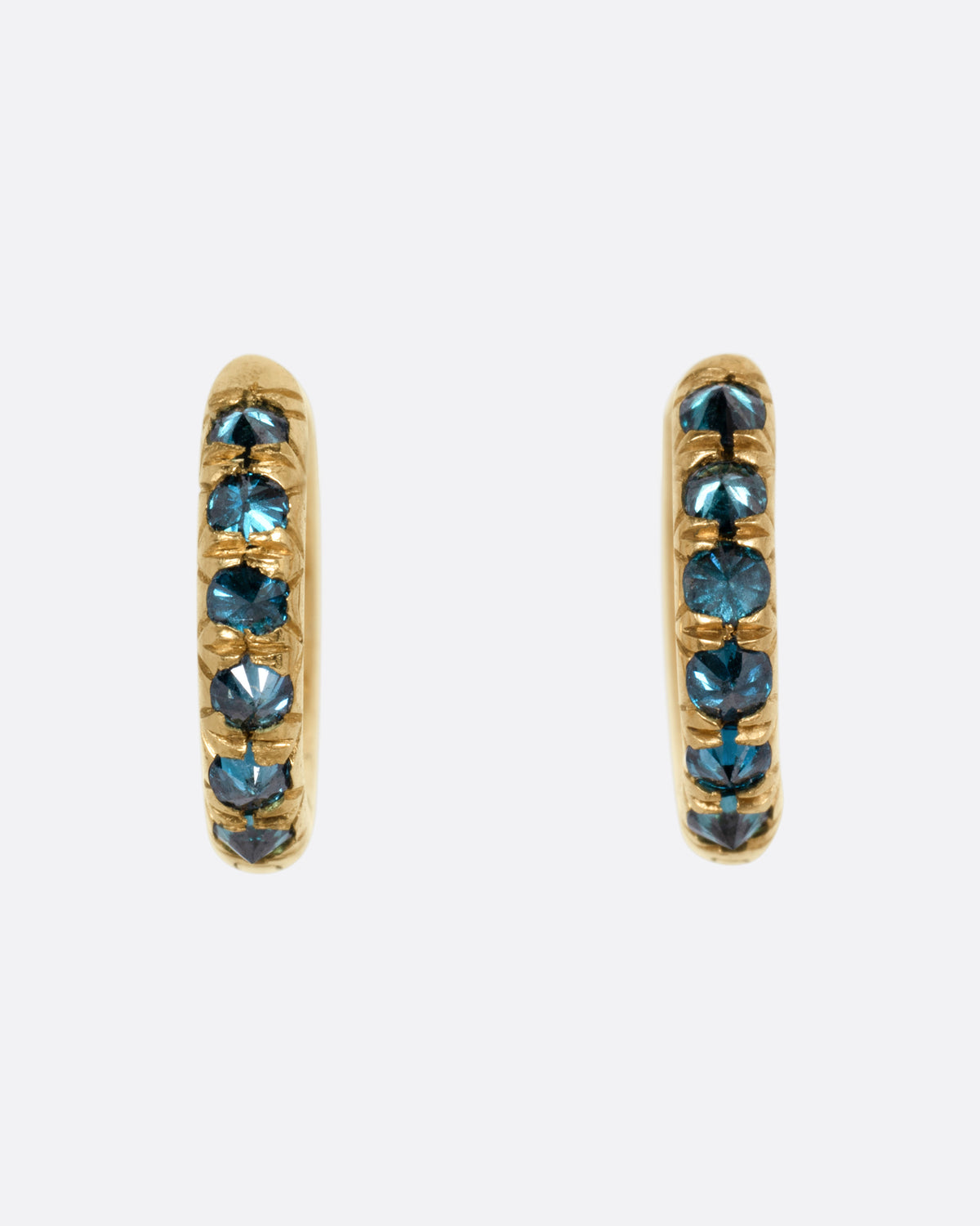 Barbed Blue Diamond Huggie Hoop Earrings