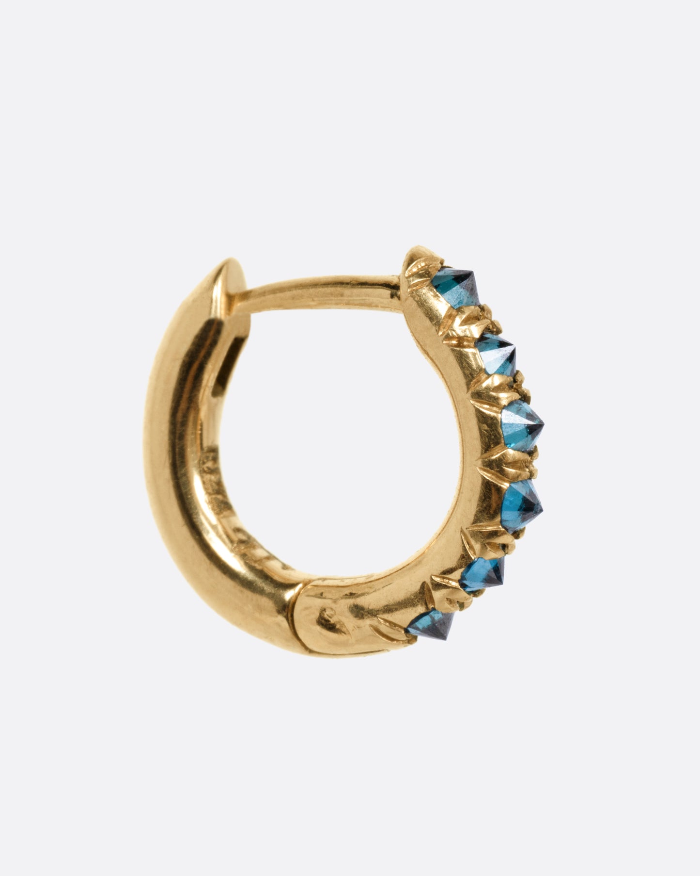 Barbed Blue Diamond Huggie Hoop Earrings
