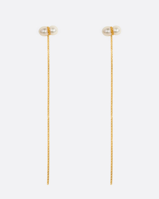 Twin Pearl Threader Earrings