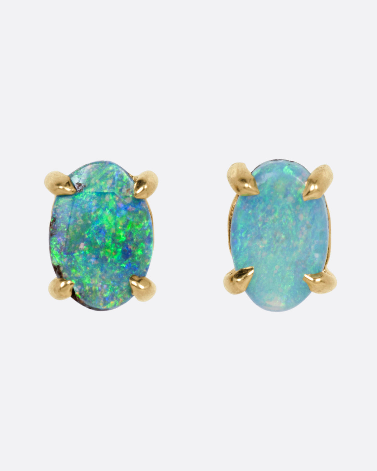 Contrasting Stones Boulder Opal Stud Earrings