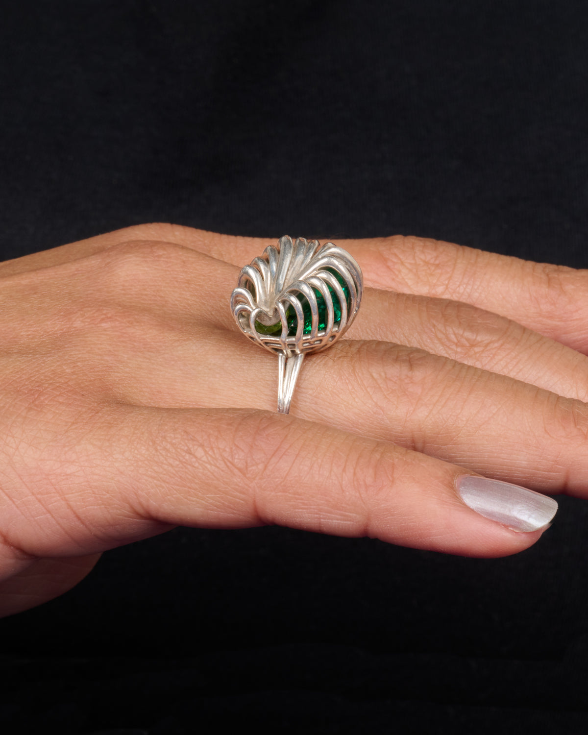 Peridot Distorted Rattle Ring