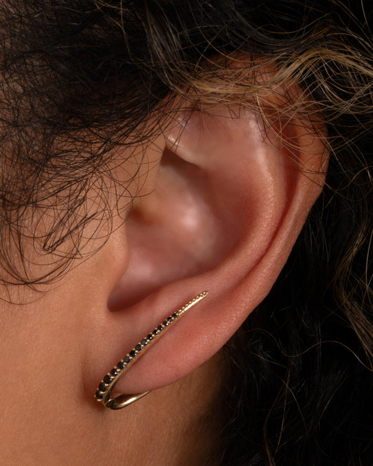 Long Point Black Diamond Huggie Hoop