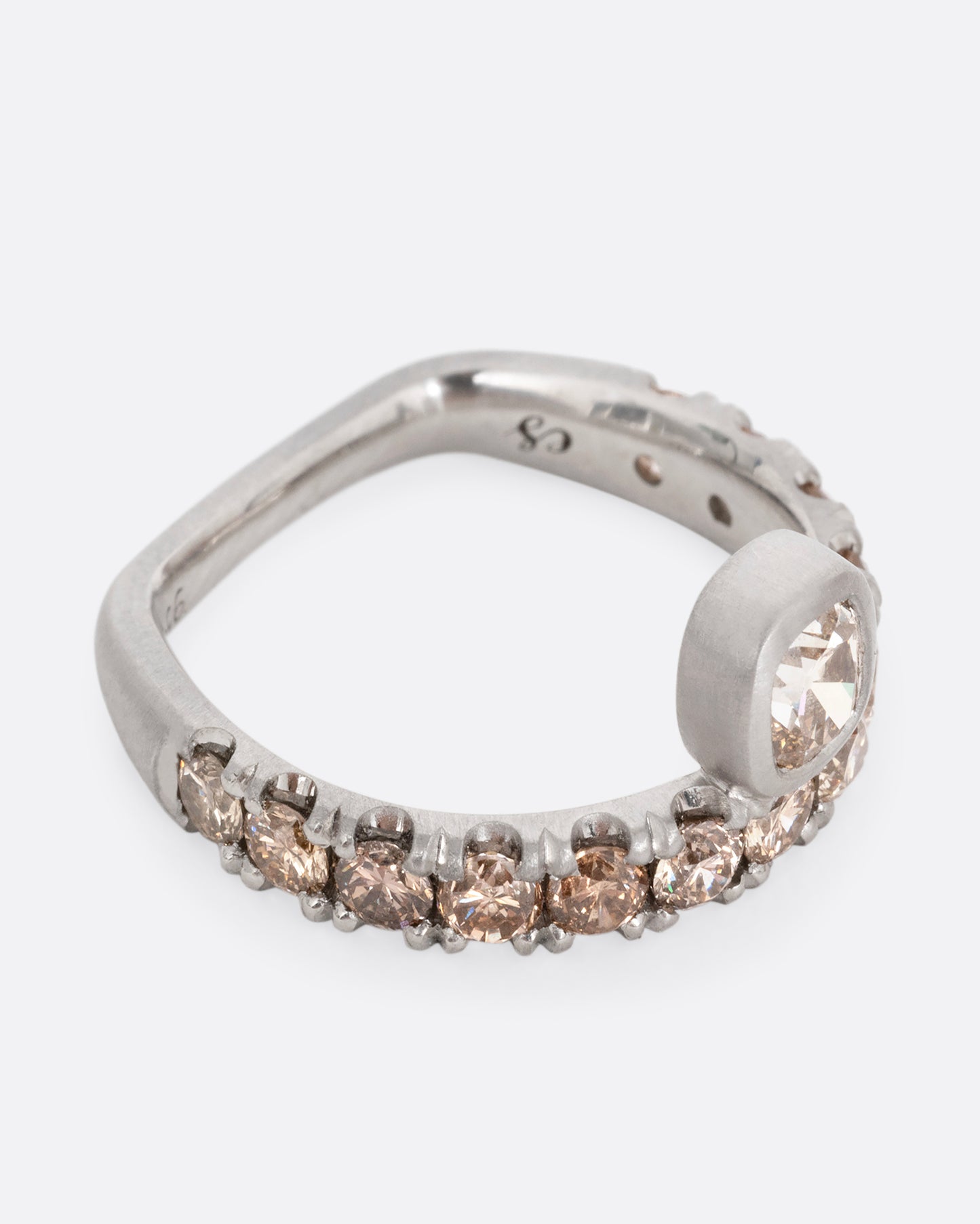 Old Cushion Cut Champagne Diamond Band