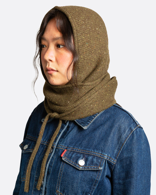 Green Cashmere Hooded Scarf