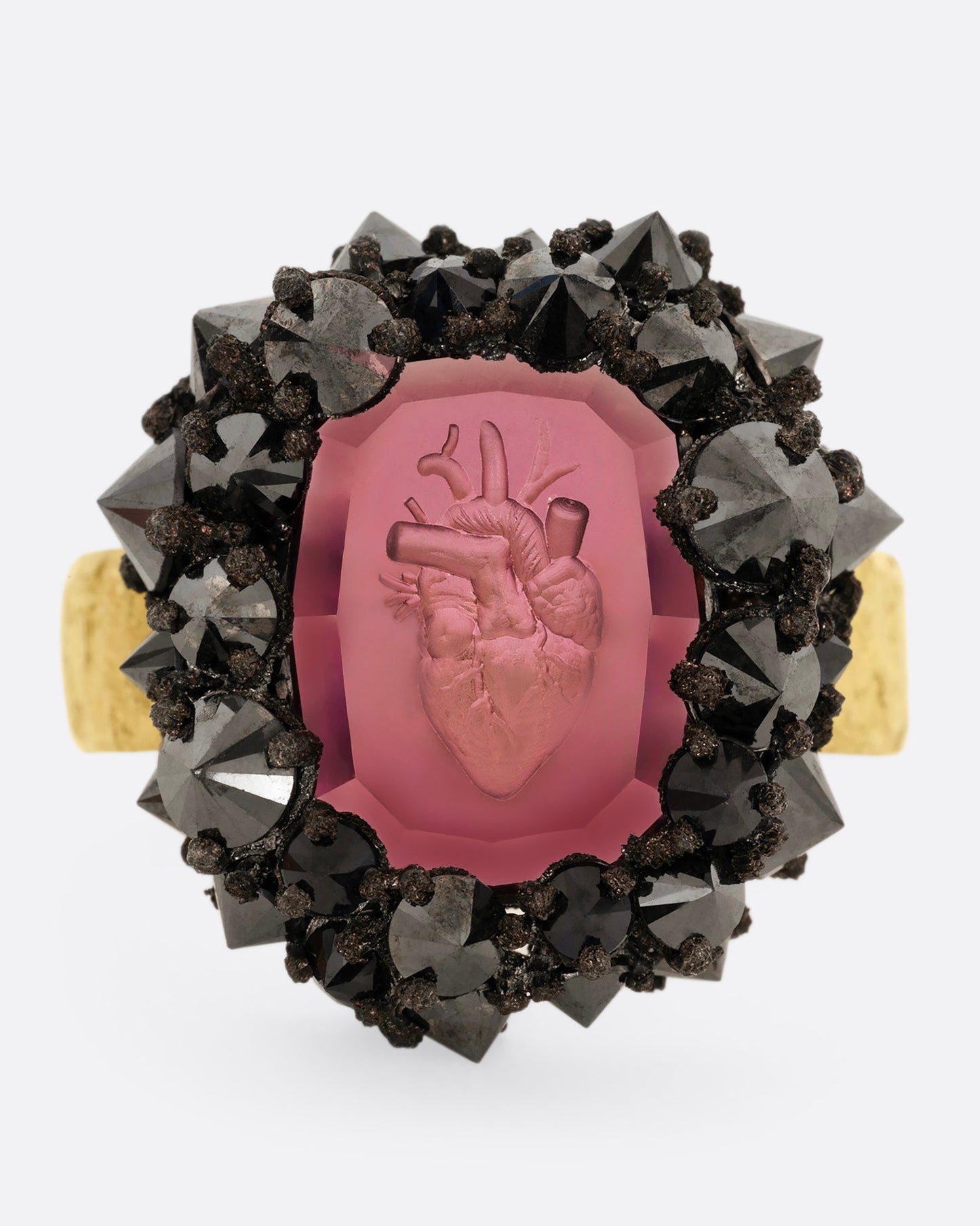 Garnet Heart Intaglio Ring