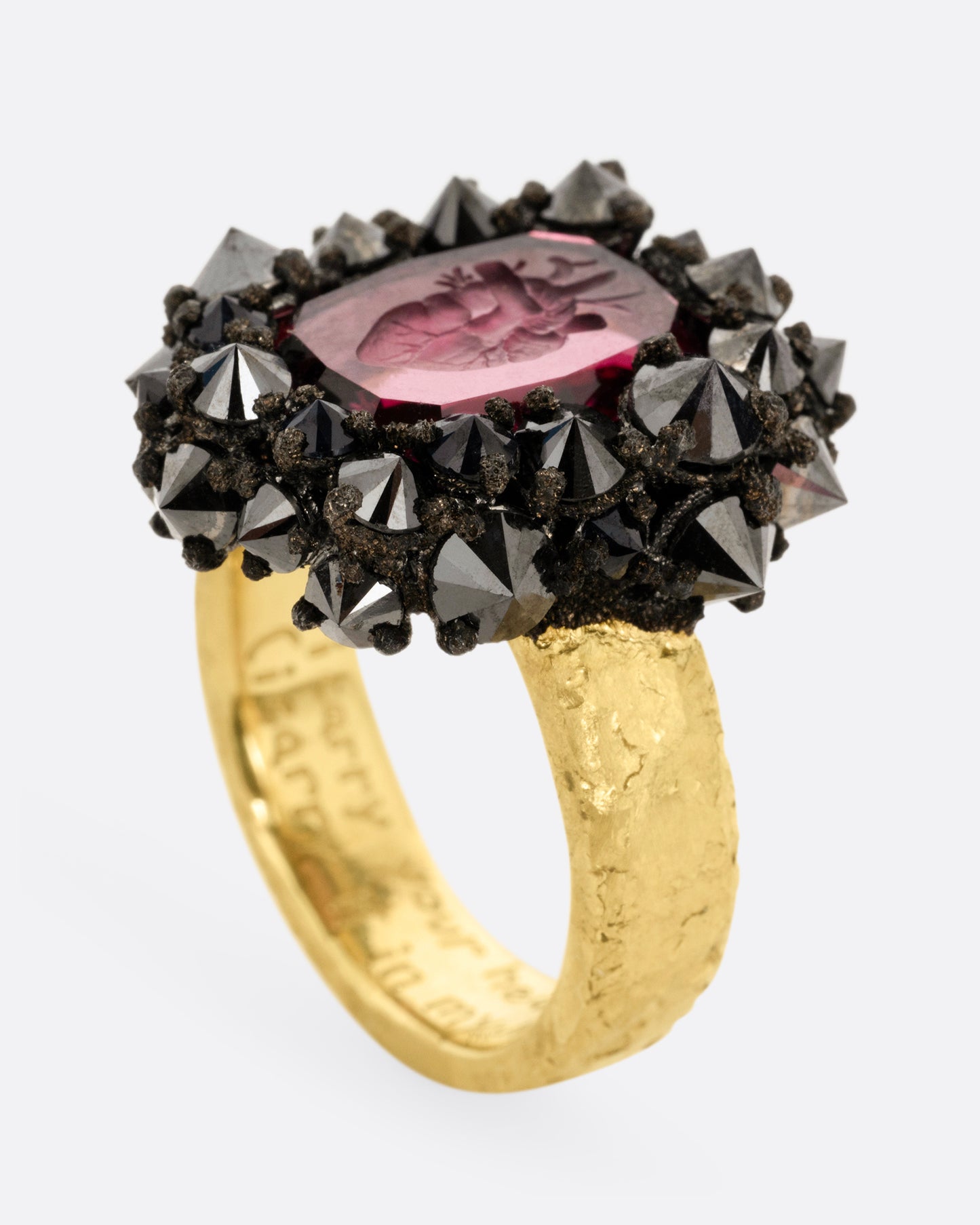 Garnet Heart Intaglio Ring