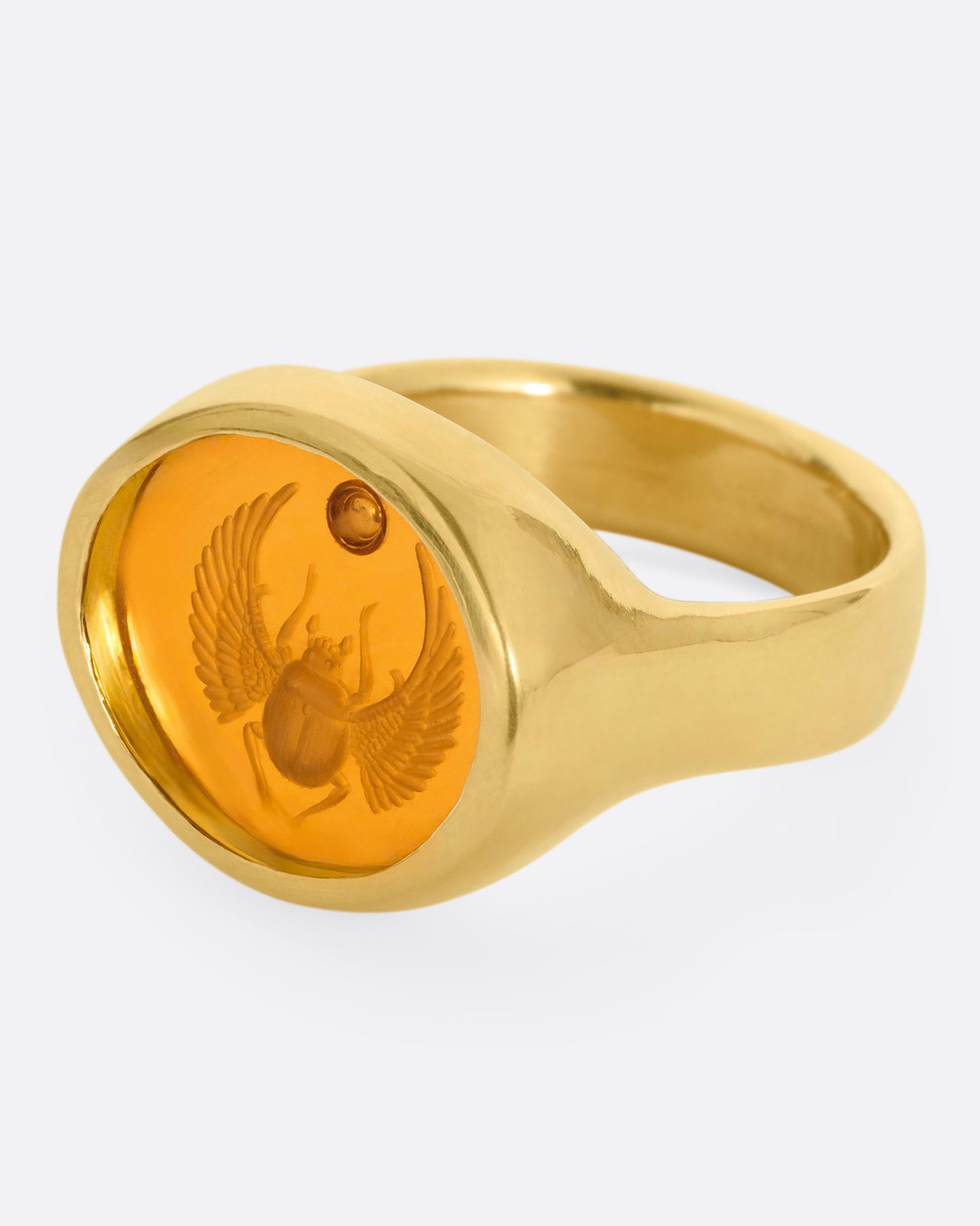 Citrine Scarab Intaglio Ring