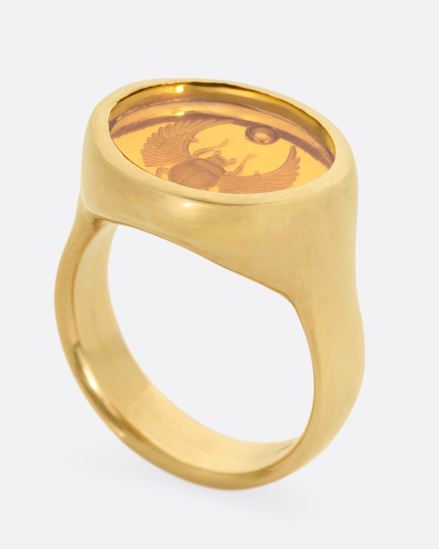 Citrine Scarab Intaglio Ring