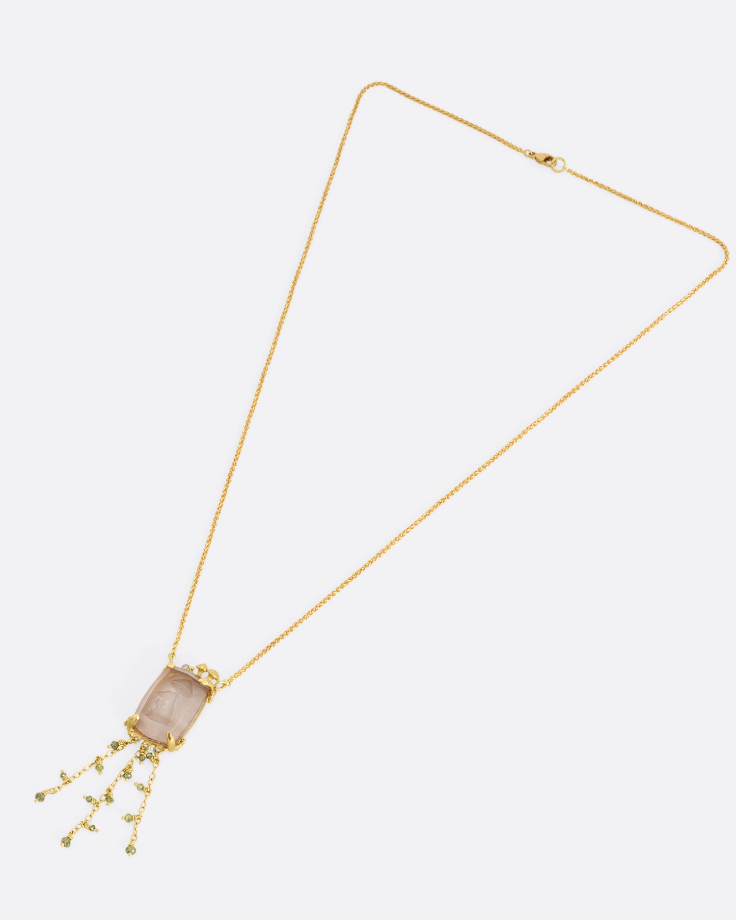 Topaz Mushroom Intaglio Pendant Necklace