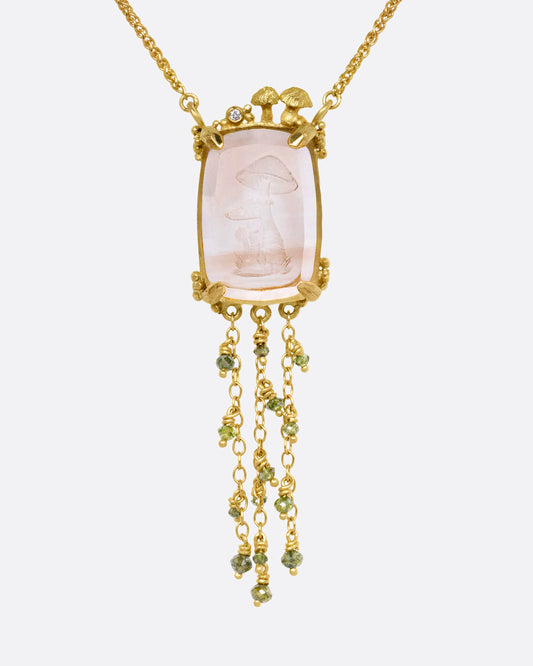 Topaz Mushroom Intaglio Pendant Necklace