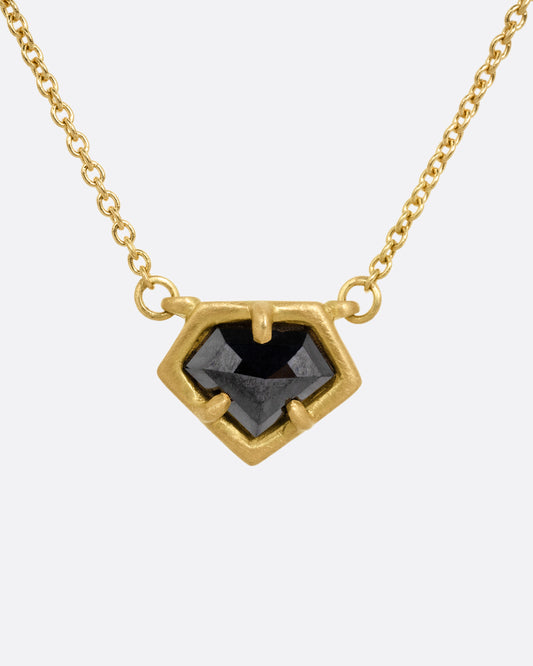 Black Diamond Shield Pendant Necklace