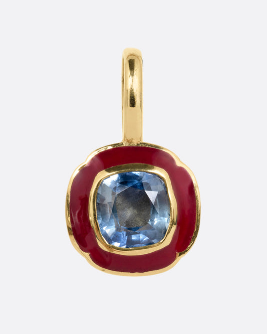 Sapphire and Enamel Floral Pendant