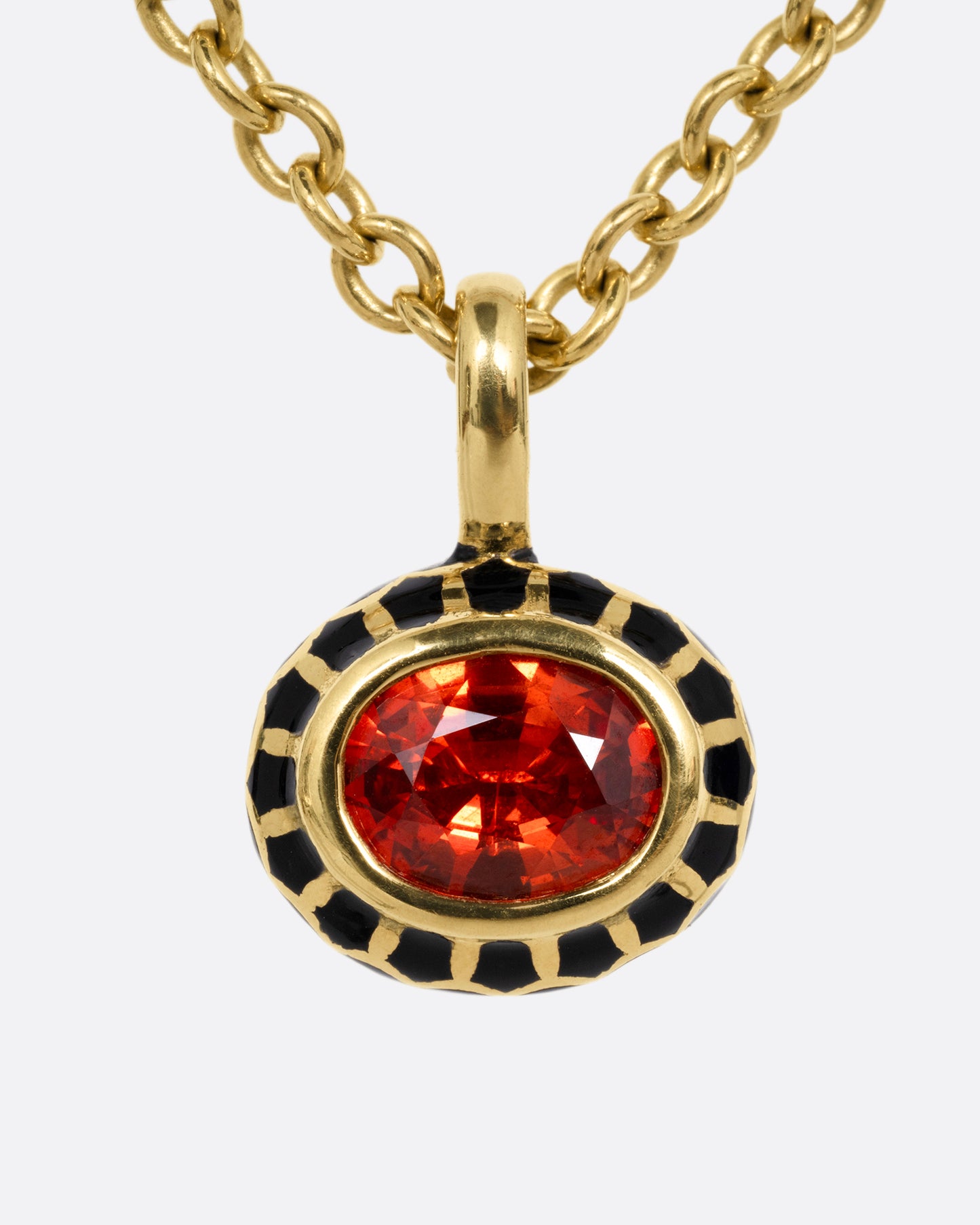 Sapphire and Enamel Pendant Necklace