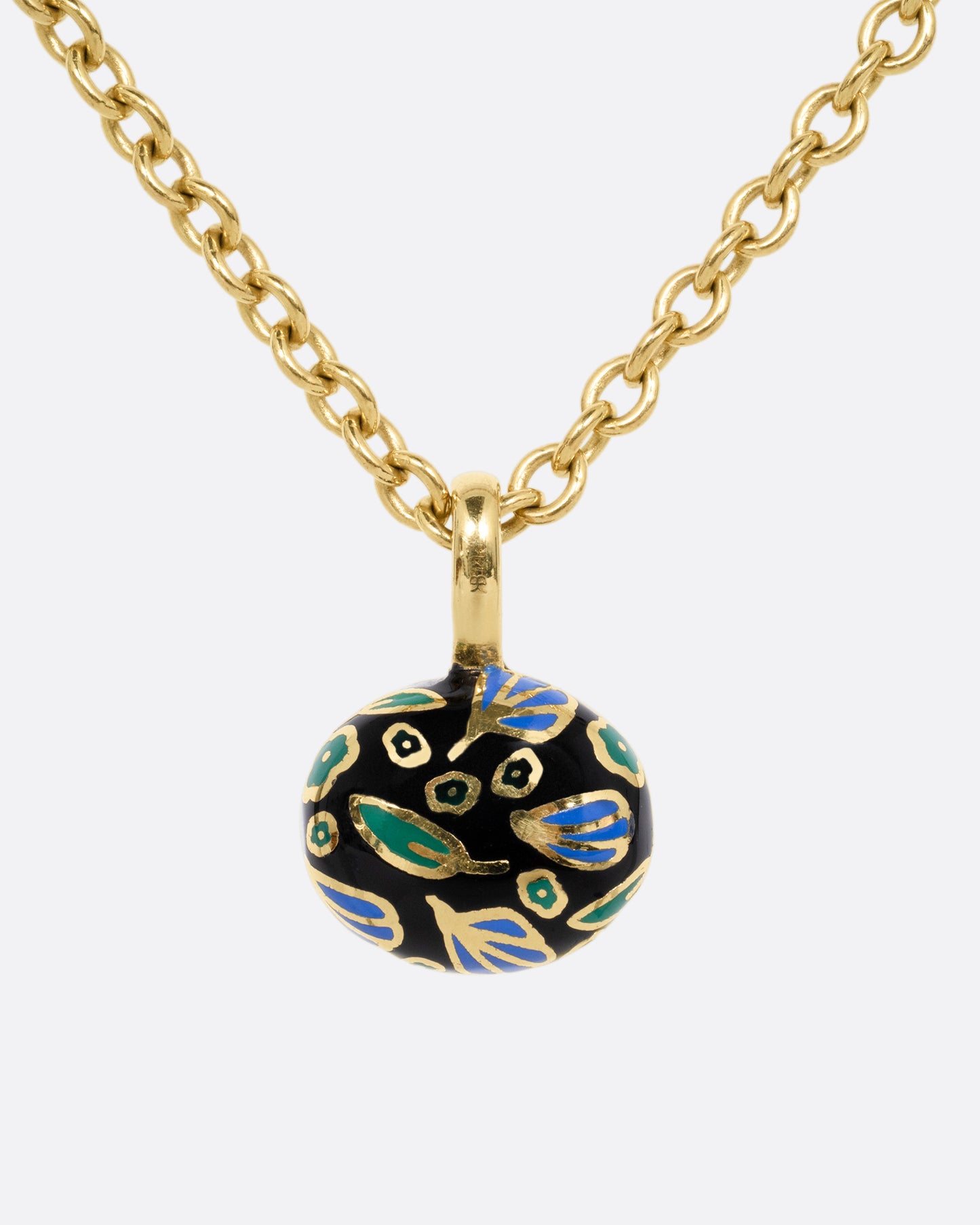 Sapphire and Enamel Pendant Necklace