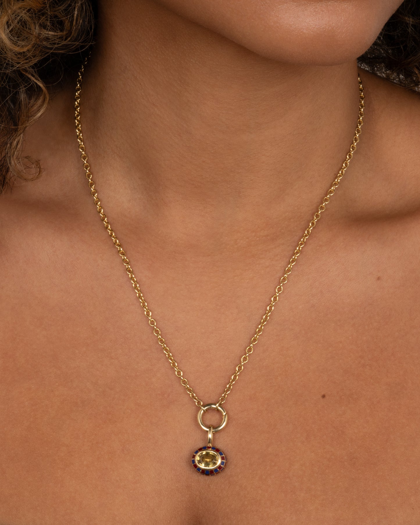 Sapphire Pendant Charm Chain Necklace