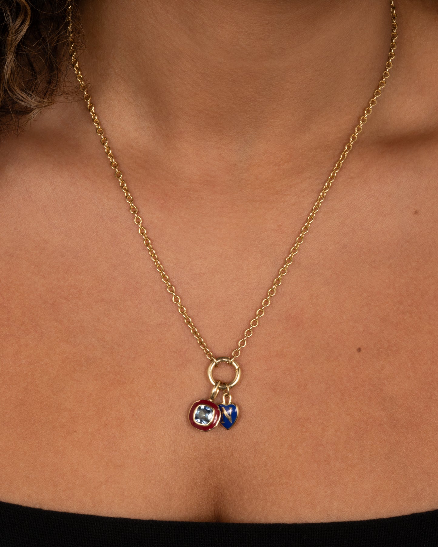 Sapphire and Enamel Floral Pendant