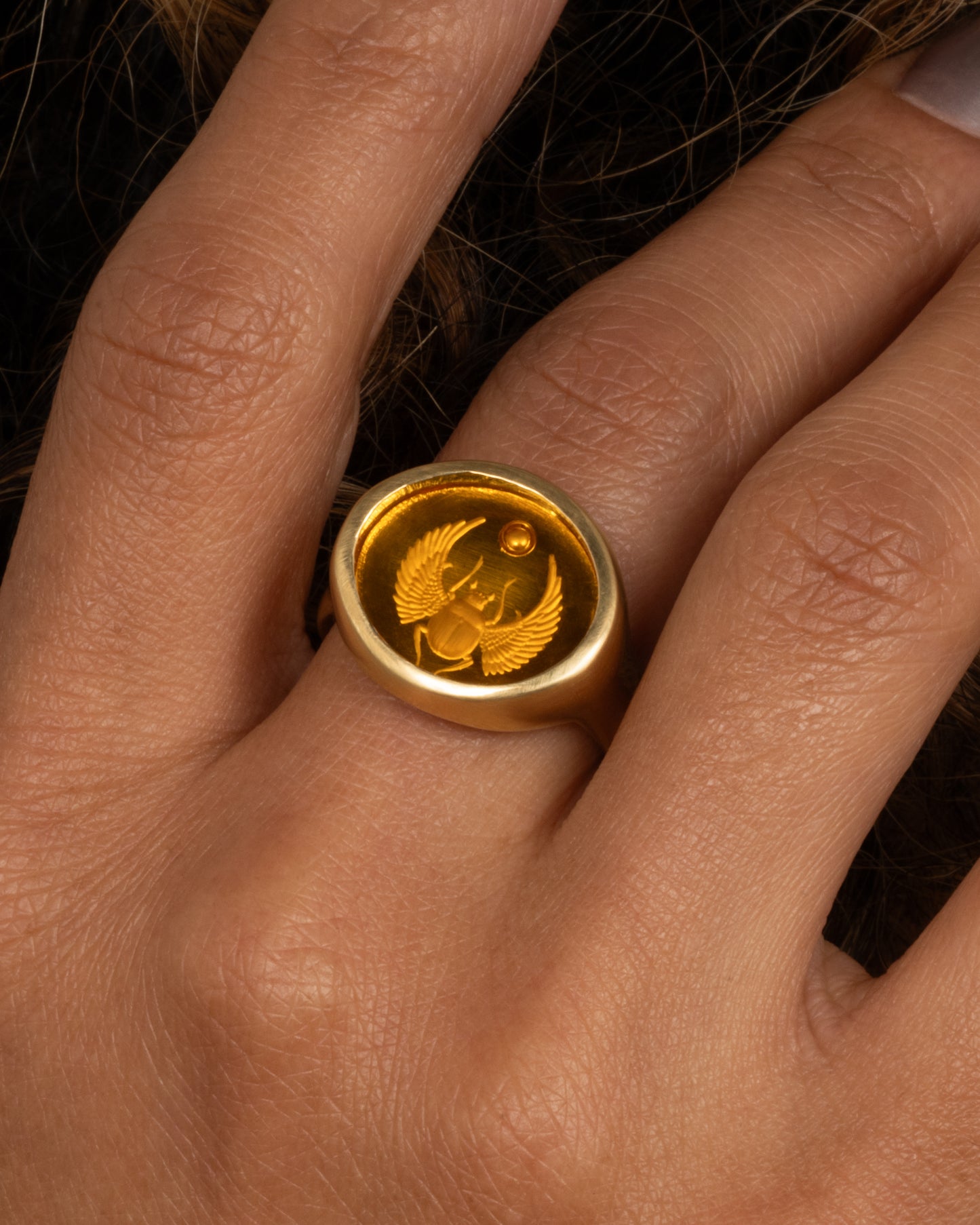 Citrine Scarab Intaglio Ring