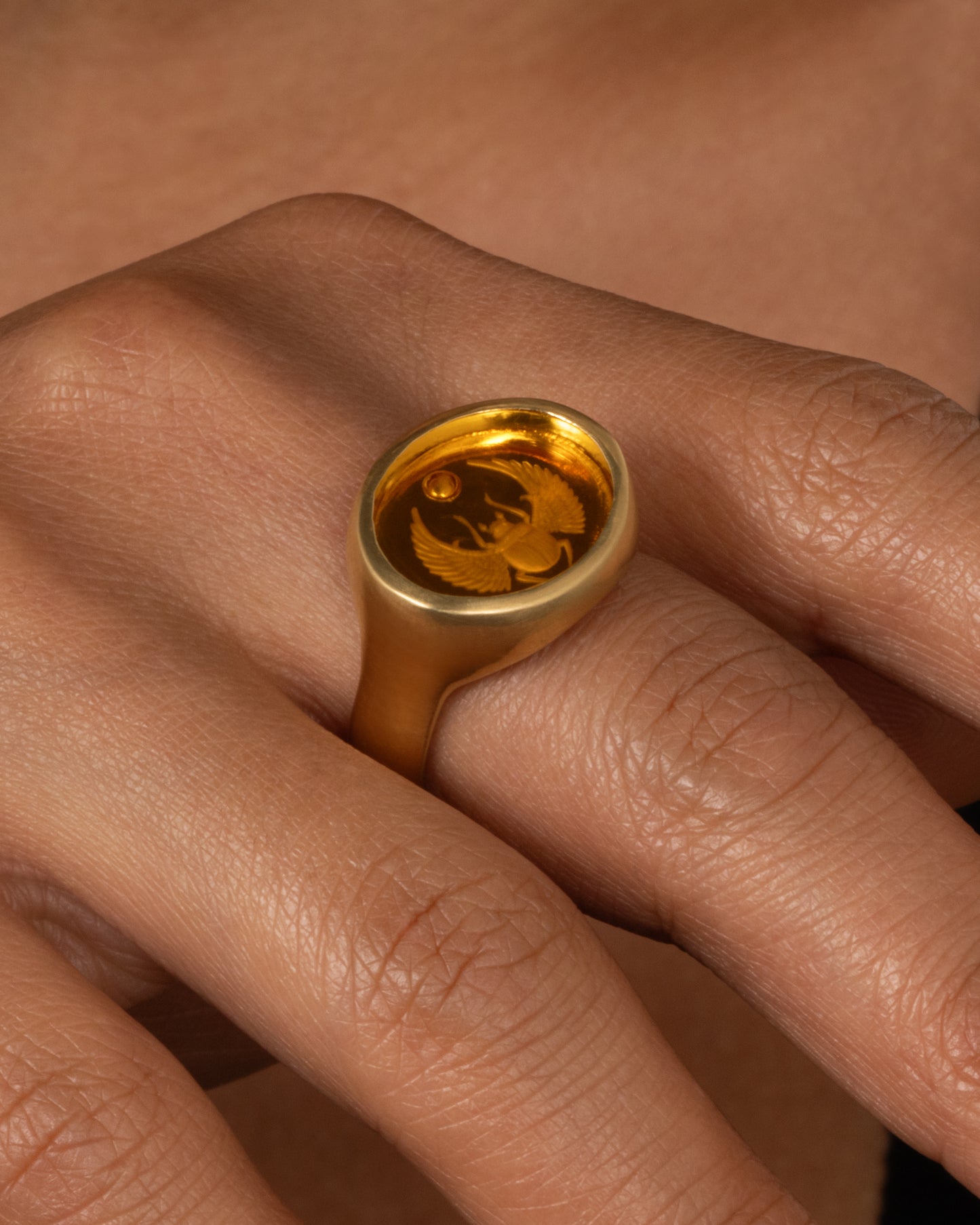 Citrine Scarab Intaglio Ring