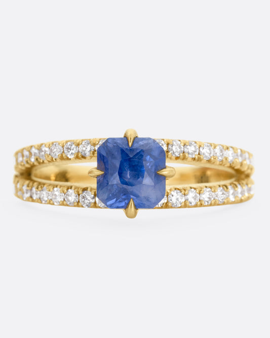 Split Shank Ceylon Sapphire and Diamond Band
