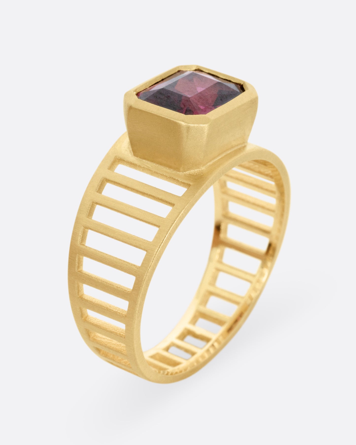 Rhodolite Garnet Cage Ring