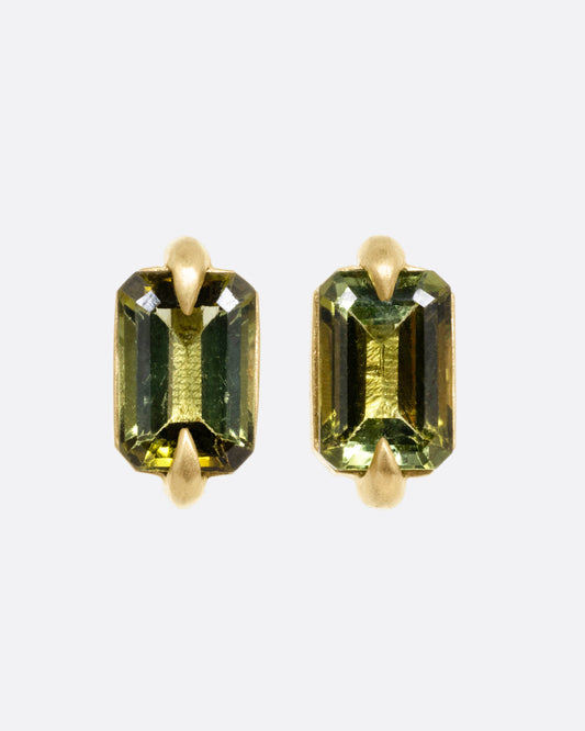 Green Tourmaline Stud Earrings