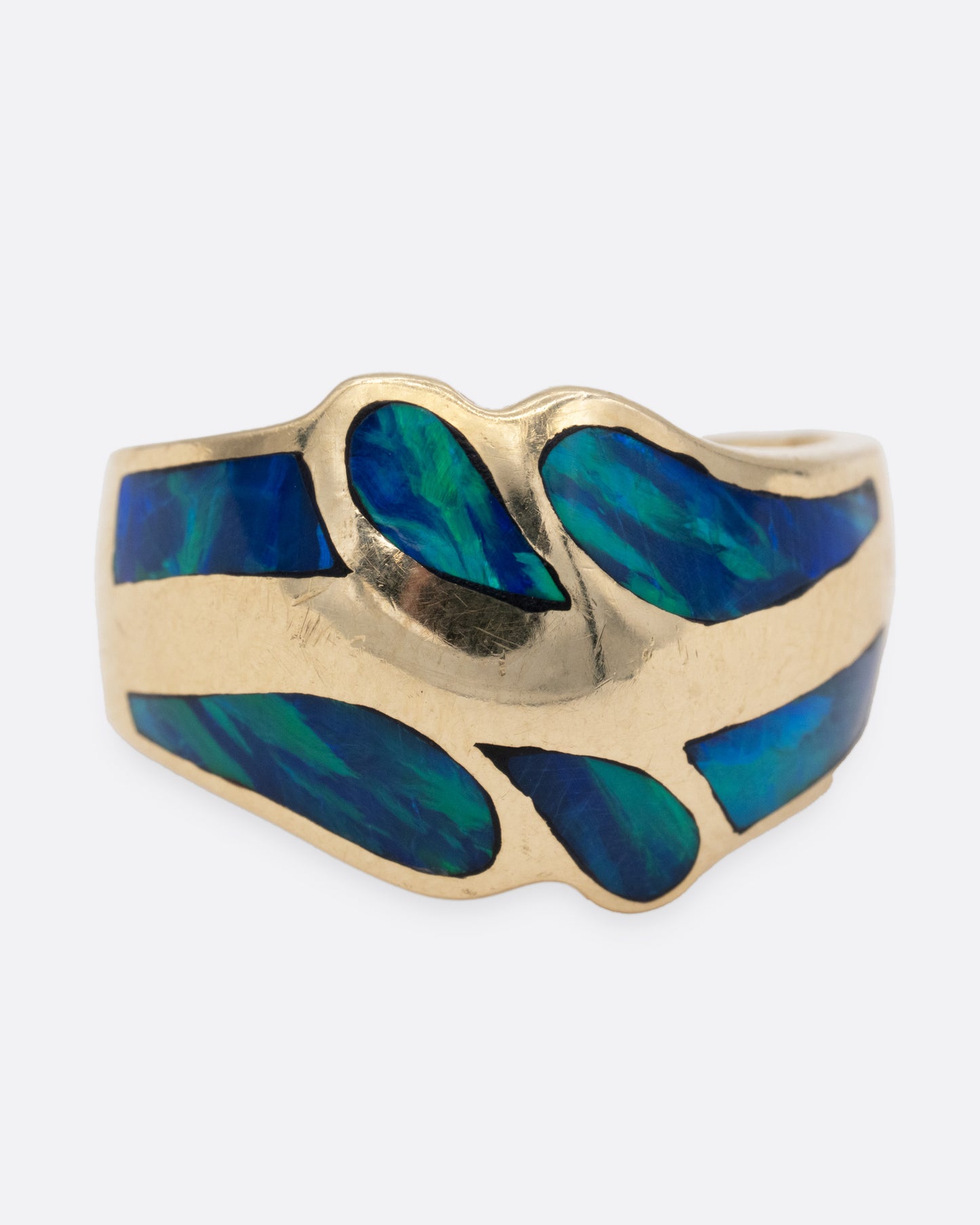 Opal Inlay Abstract Ring