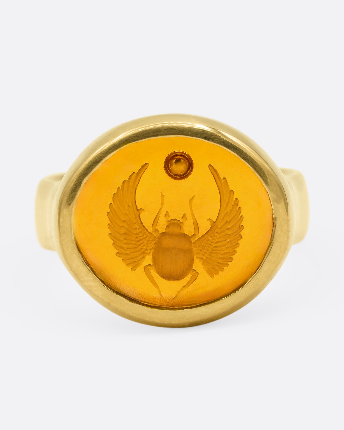 Citrine Scarab Intaglio Ring