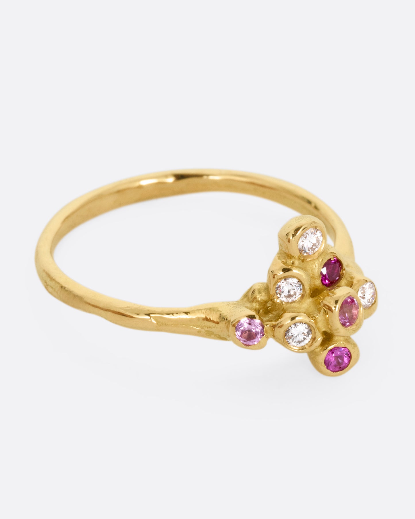 Diamond, Ruby, and Pink Sapphire Celestial Ring