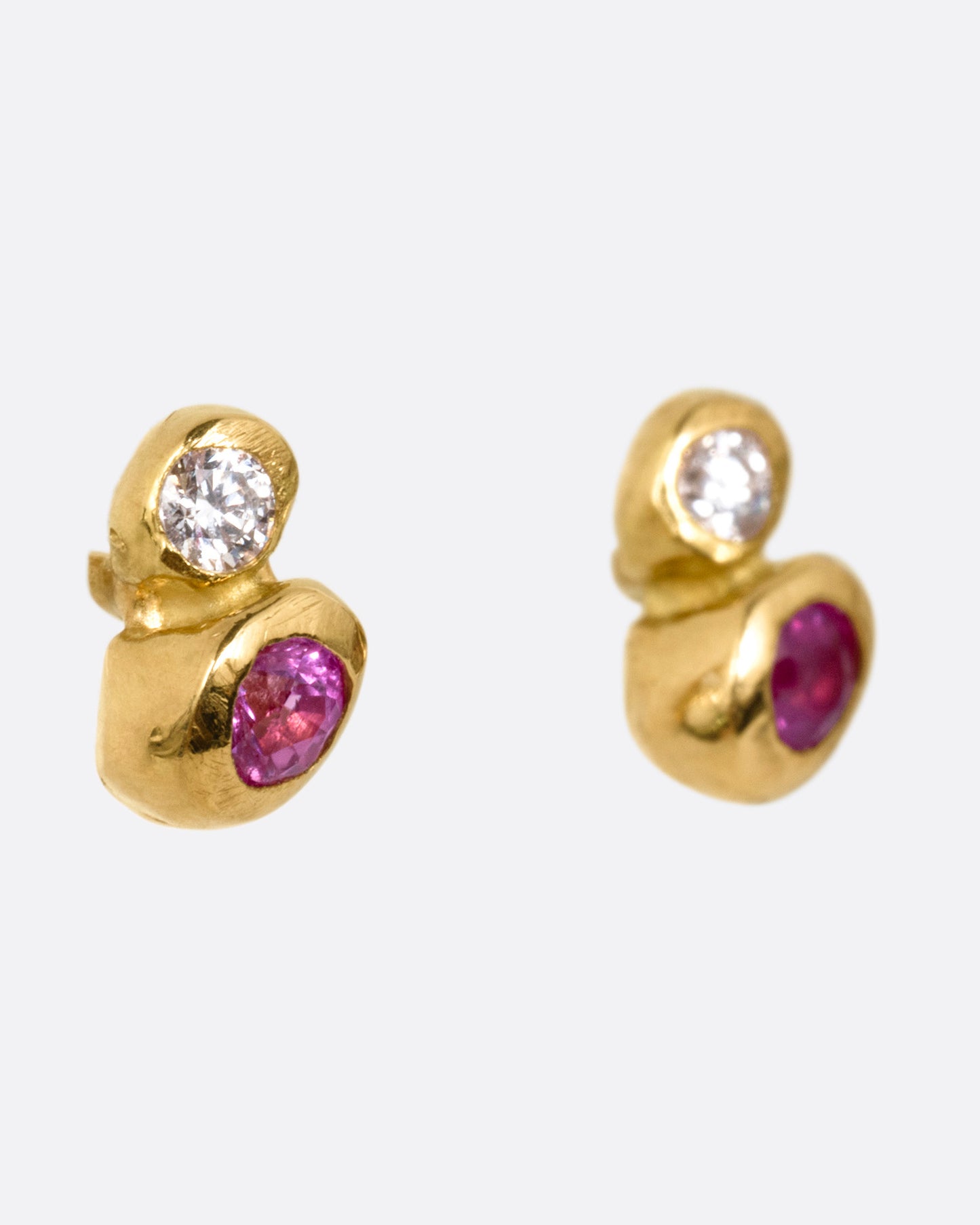 Diamond and Ruby Bubble Stud Earrings