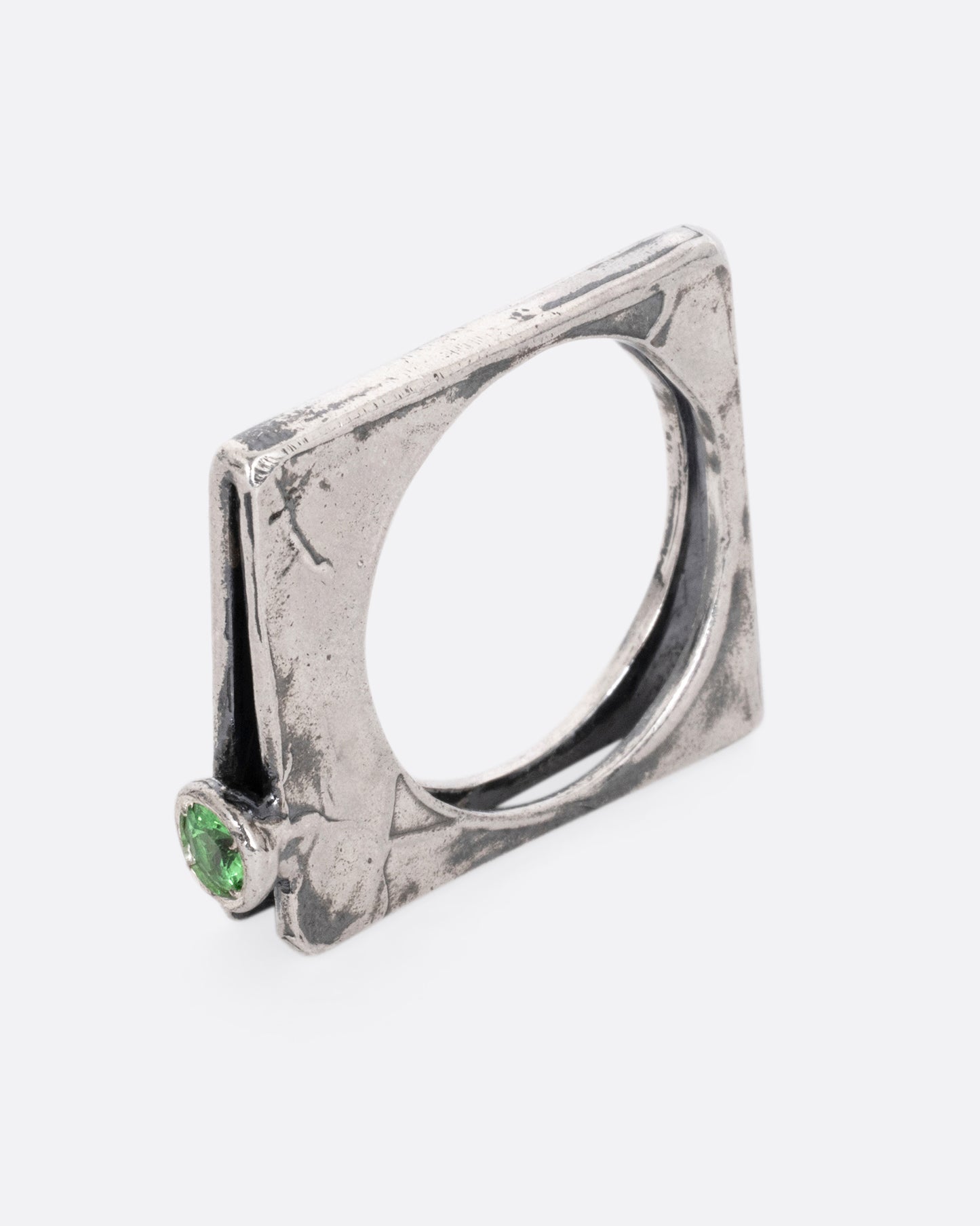 Tsavorite Garnet Angled Ring