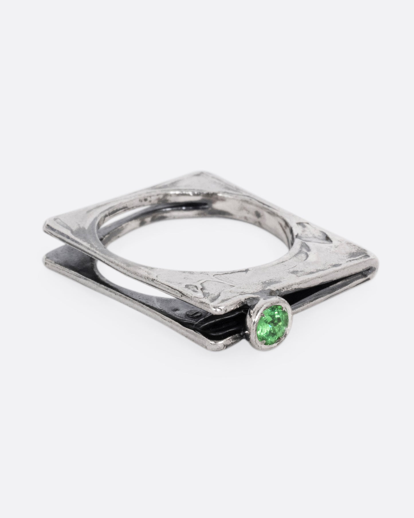 Tsavorite Garnet Angled Ring